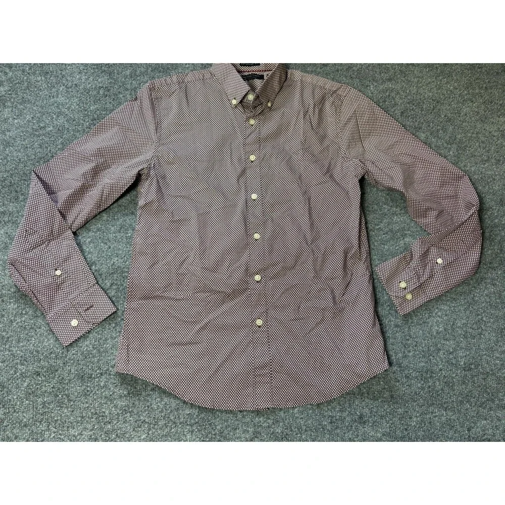 Banana Republic Shirt Mens S Brown Geometric Button-Down Stretch Untucked
